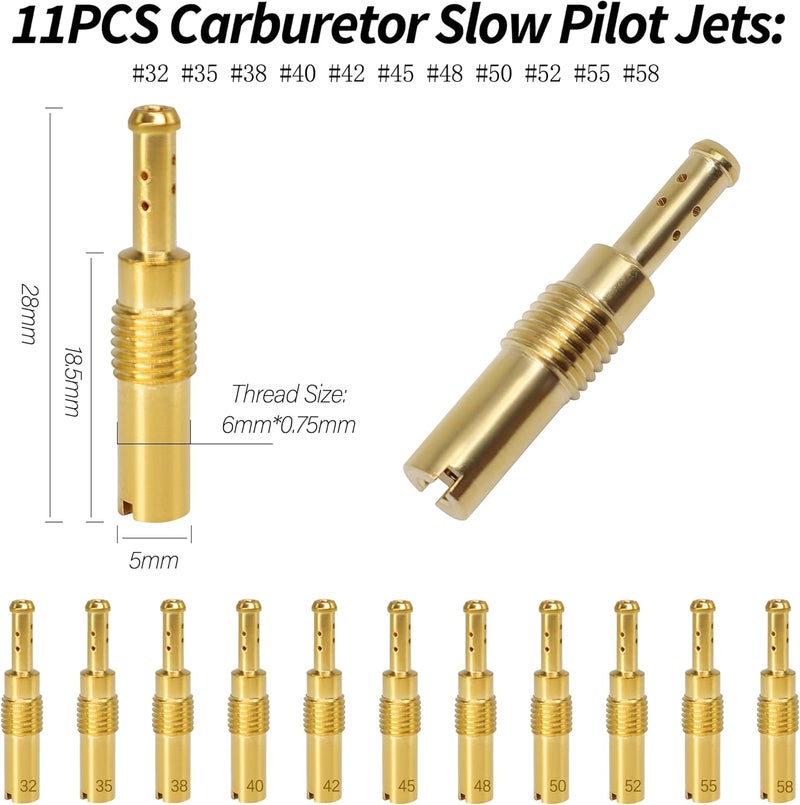 OXCANO 22PCS Carburetor Jet Kits, 11pcs Carburetor Main Jet # 100-145 & 11pcs Slow Pilot Jet # 32-58 Compatible with Nibbi Honda Yamaha PWK Keihin CVK PE Carb, Compatible with OKO KOSO Stage-6 - Image 2